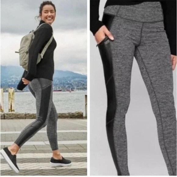 Athleta Pants - Athleta Herringbone Luxe Metro Drifter Leggings Black Gray Women's Size Medium